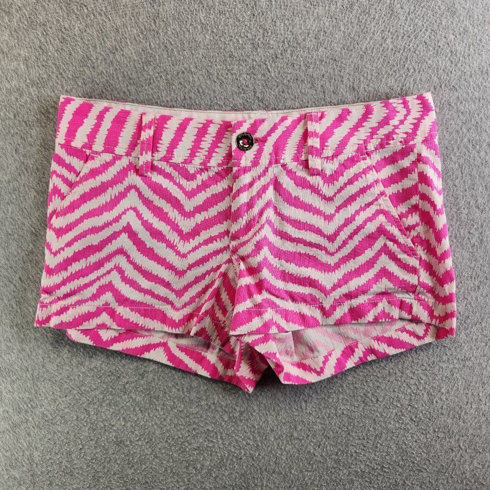 Lilly Pulitzer Shorts Womens 2 Pink Zebra Chevron Striped Walsh Resort Cruise